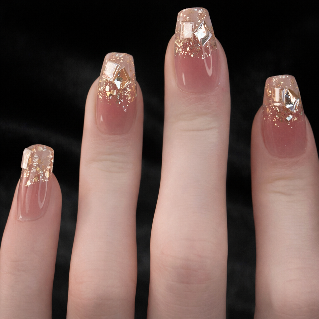Night Flash Removable Nail With Glue Diy Art Design False Nails - 24Pcs