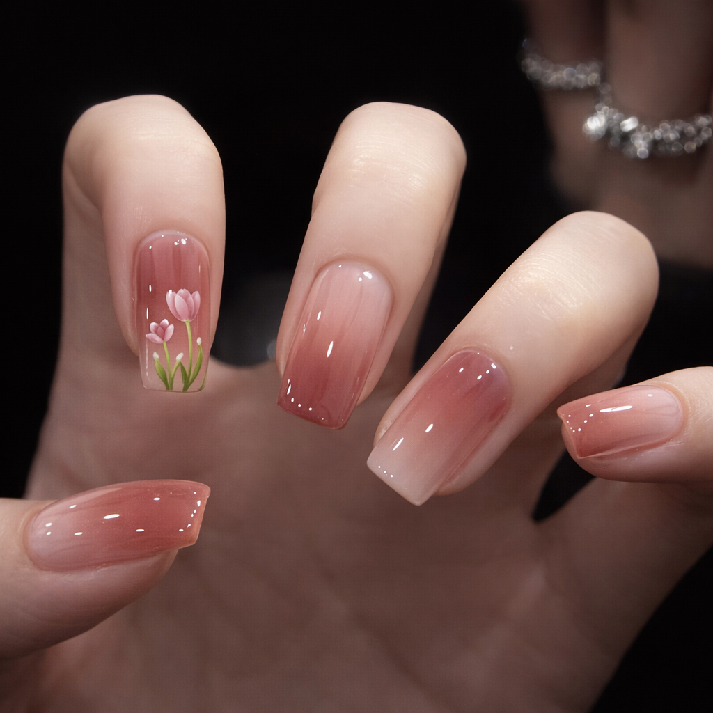 24Pcs Gentle and Sweet Wearable Nail With Glue Diy Art Design False Nails - 24Pcs