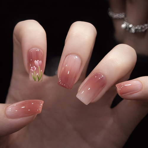 24Pcs Gentle and Sweet Wearable Nail With Glue Diy Art Design False Nails - 24Pcs