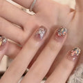 Style Sweet Gradient Star Butterfly Diamond Nail Wearable Nails - 24Pcs
