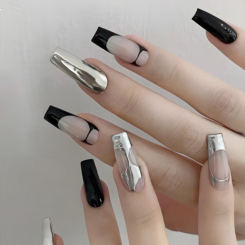 Dark High-End Nail With Glue Diy Art Design False Nails Wearable Nails - 24Pcs