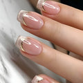Hot Girl Starry Sky European Square Nail Pink Gradient Nail With Glue - 24Pcs