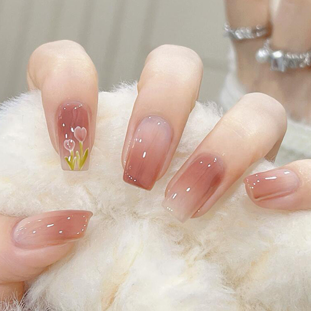 24Pcs Gentle and Sweet Wearable Nail With Glue Diy Art Design False Nails - 24Pcs