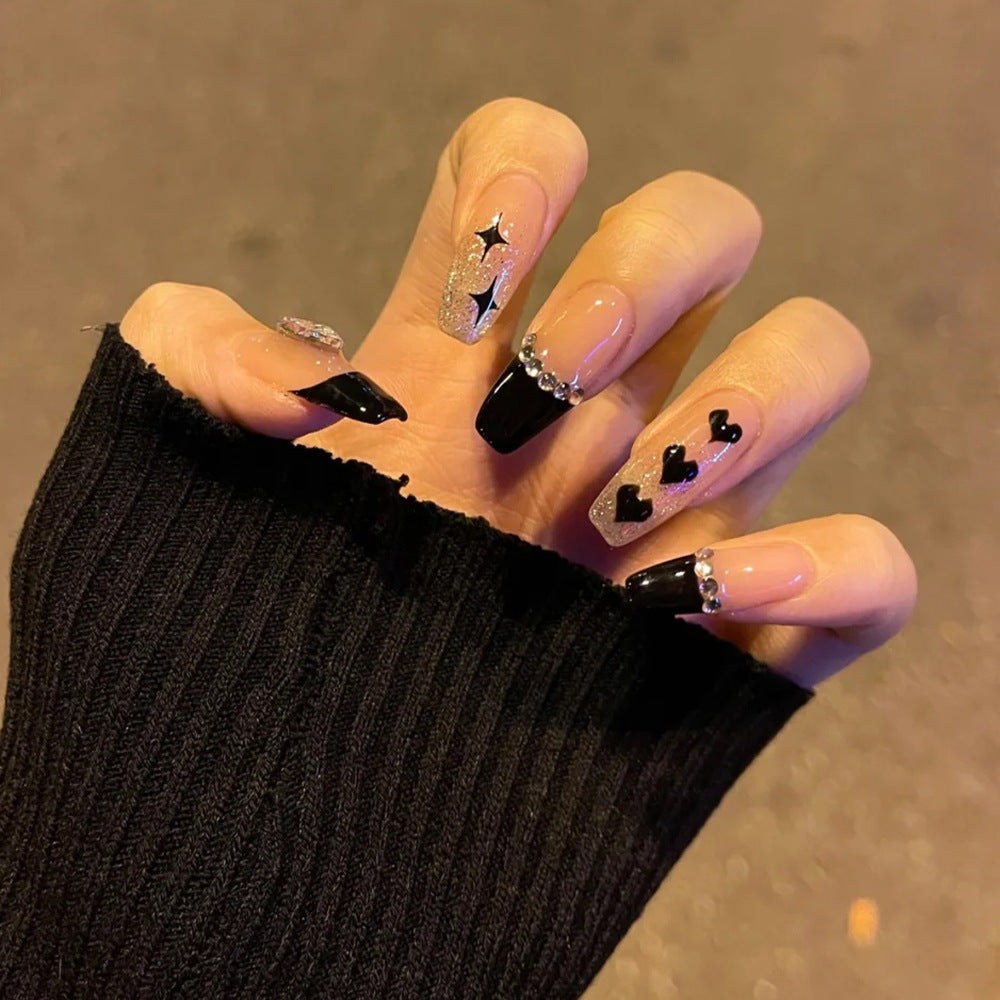 Diamond-Encrusted Wearable Nails With Glue Diy Art Design False Nails - 24Pcs