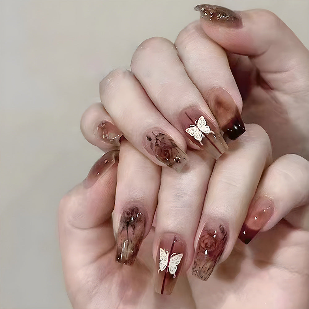 24Pcs Glitter Brown and Red Ballet Style With Glue - 24Pcs