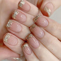 Light Luxury French With Glue Diy Art Design False Nails Wearable Nails