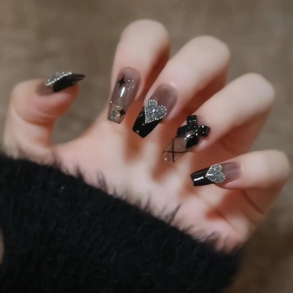 24PCS French Nails With Glue Diy Art Design False Nails Wearable Nails Stylish Pattern