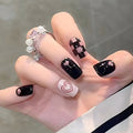Pink Heart Wearable Fake Nails With Glue Diy Art Design False Nails - 24Pcs