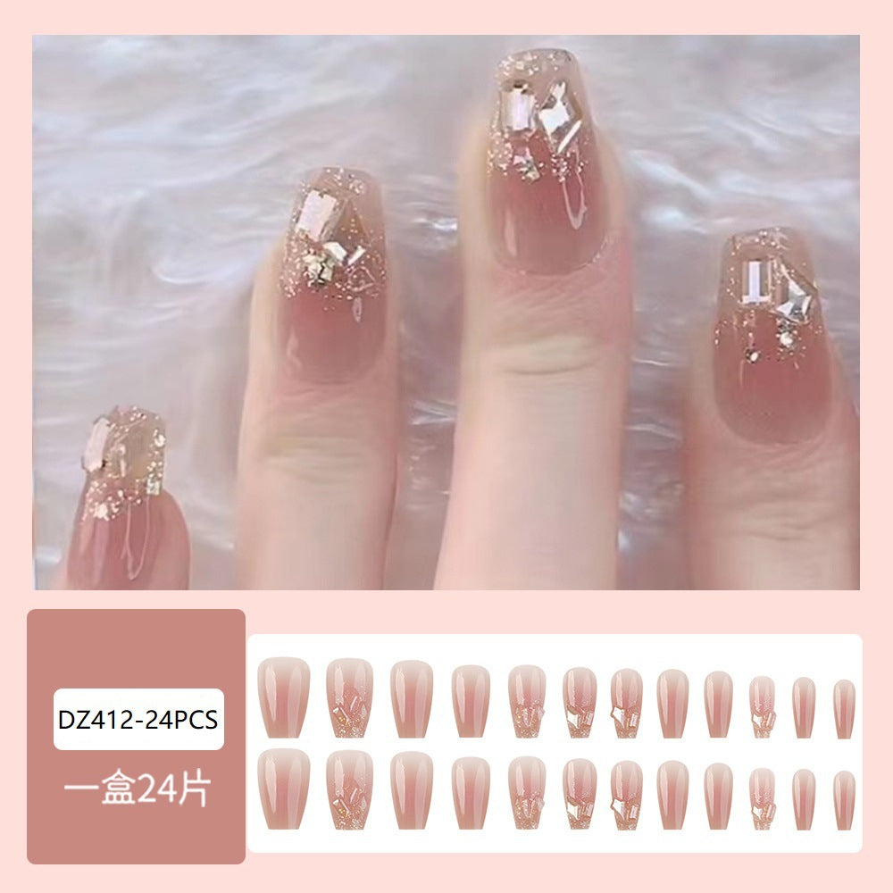 Night Flash Removable Nail With Glue Diy Art Design False Nails - 24Pcs