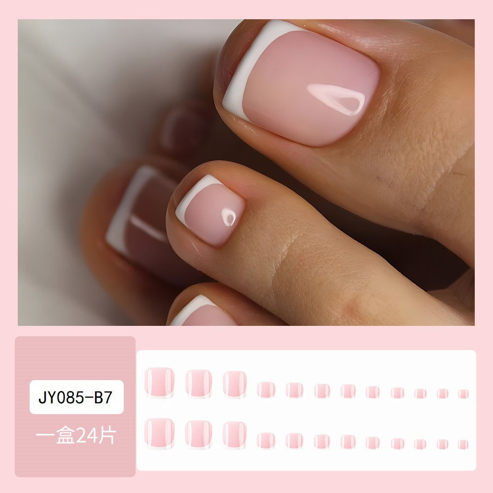 Hot Foot Nail Stickers Simple Wearable Nails Stylish Pattern Artificial Nails - 24Pcs