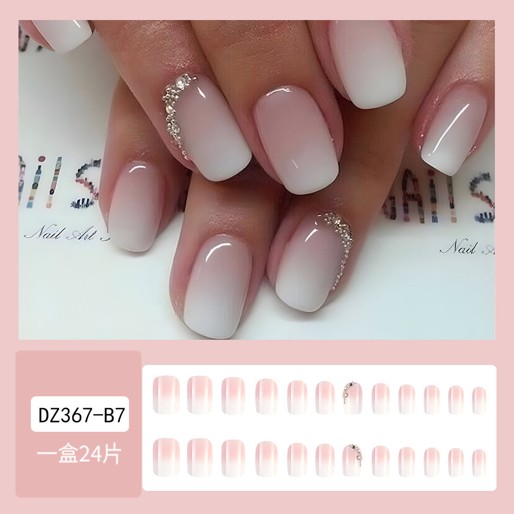 GradientJelly Powder With Glue Diy Art Design False Nails Wearable Nails - 24Pcs