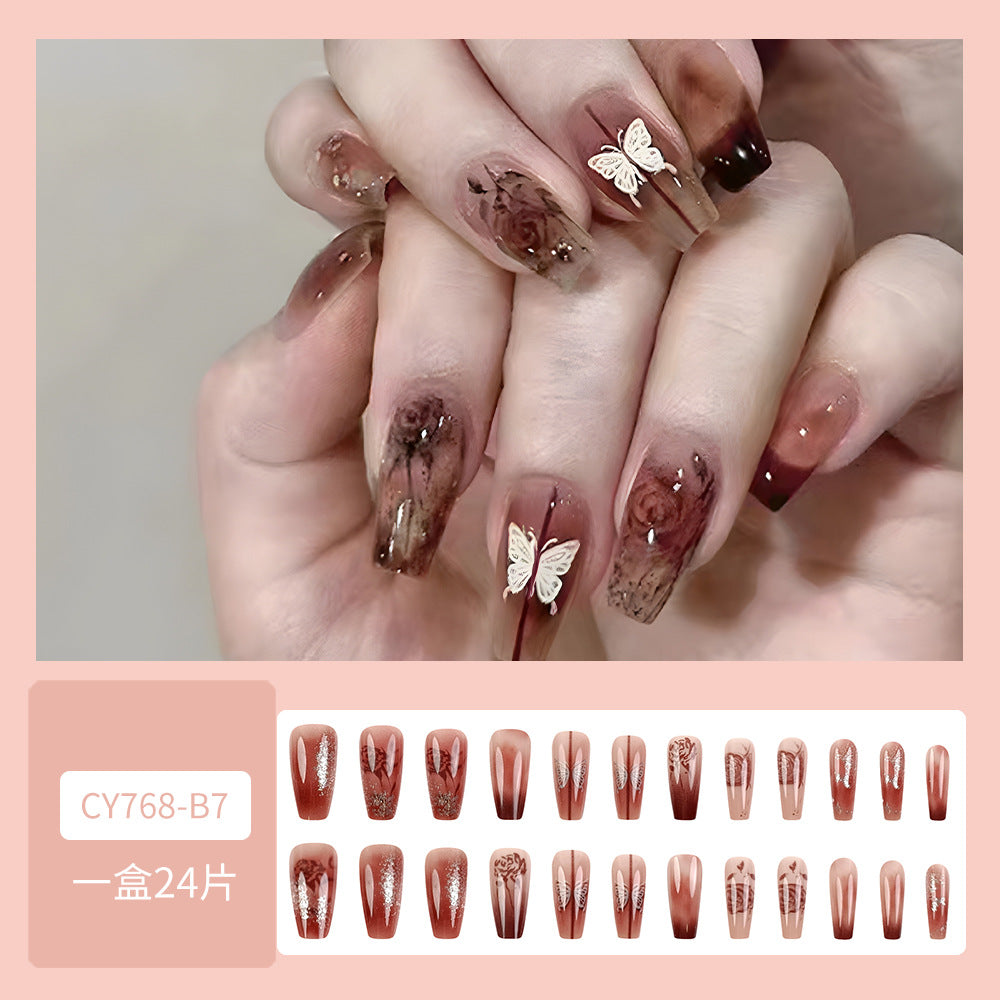 24Pcs Glitter Brown and Red Ballet Style With Glue - 24Pcs