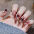 Butterfly Manicure Blush Gradient Camellia Nail Wearable Nails - 24pcs