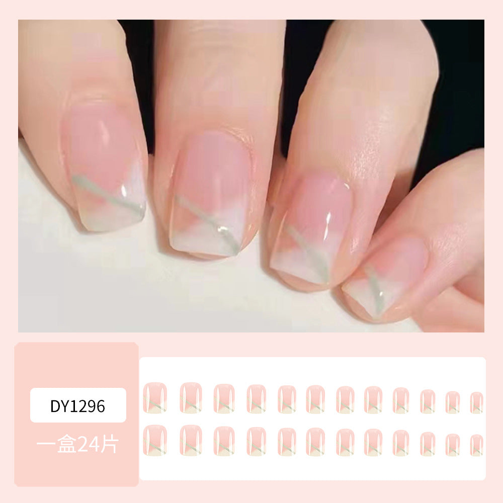 24PCS Gentle and Sweet Milky White French Nail With Glue - 24PCS