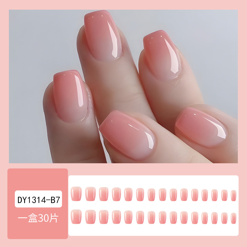 Pink Gradient Nail With Glue Diy Art Design False Nails Wearable Nails - 30Pcs