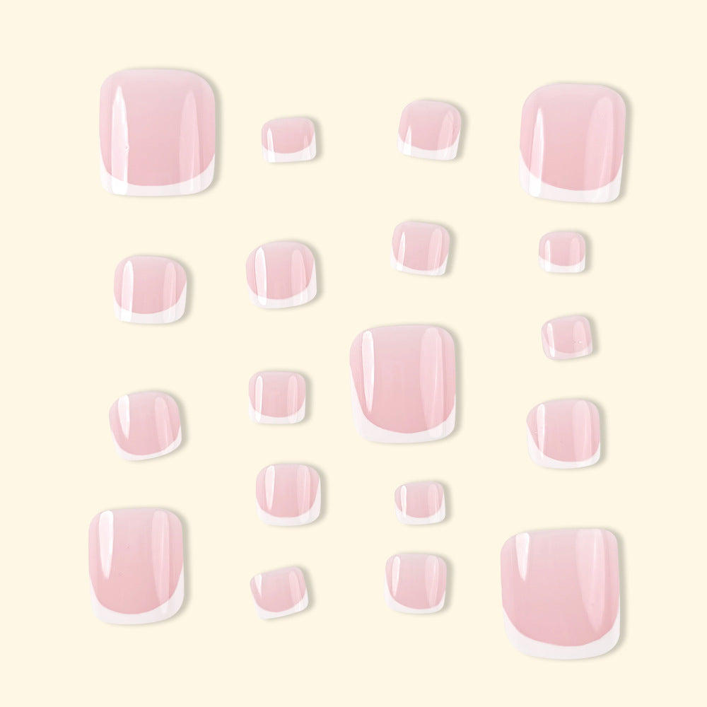 Hot Foot Nail Stickers Simple Wearable Nails Stylish Pattern Artificial Nails - 24Pcs