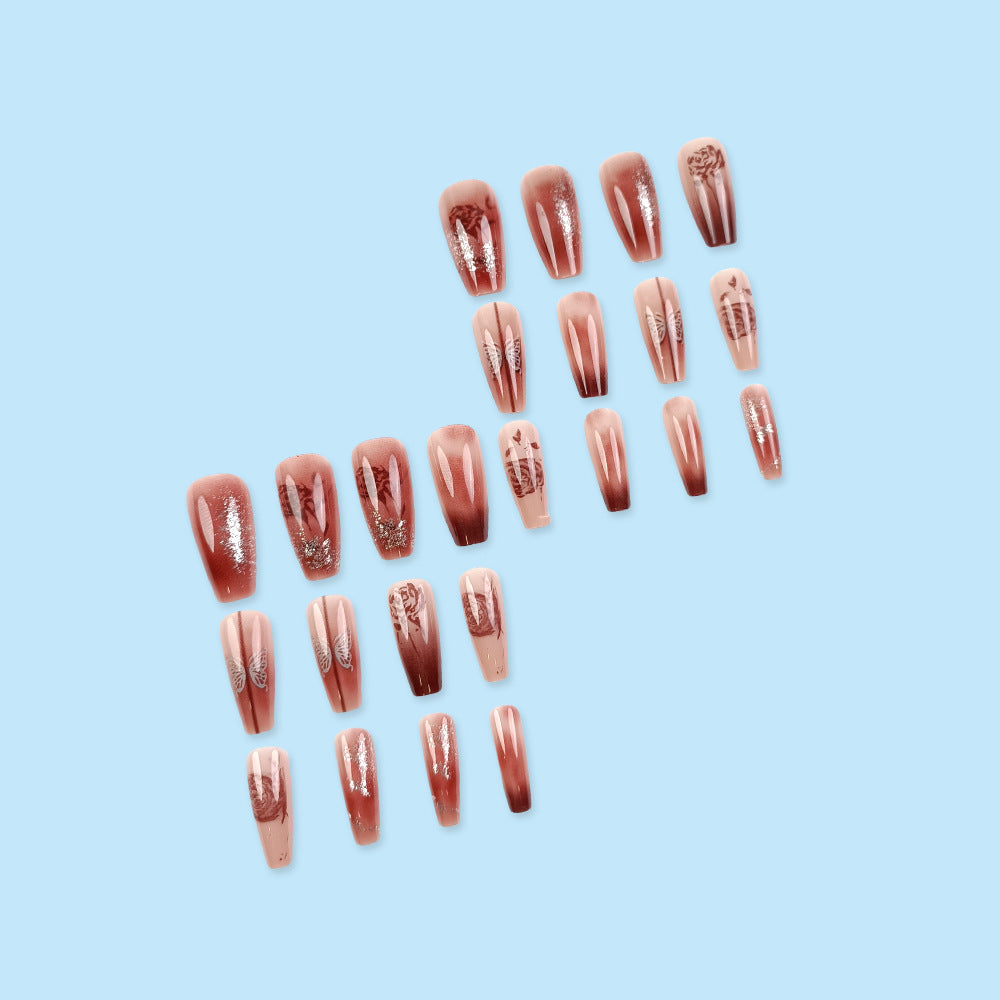24Pcs Glitter Brown and Red Ballet Style With Glue - 24Pcs