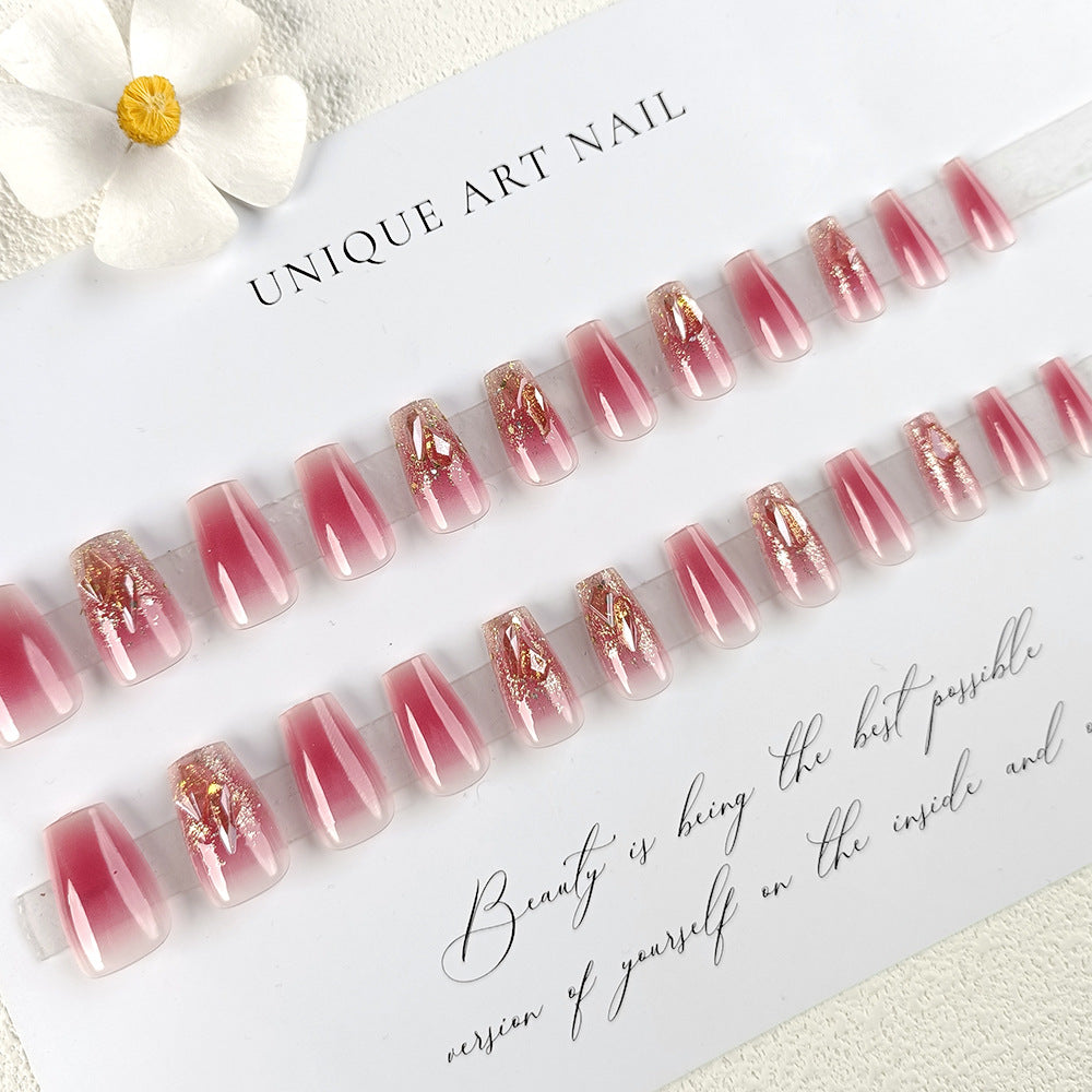 Broken Diamond Hot Girl Wear Nail Ice Transparent Blush With Glue  - 24pcs