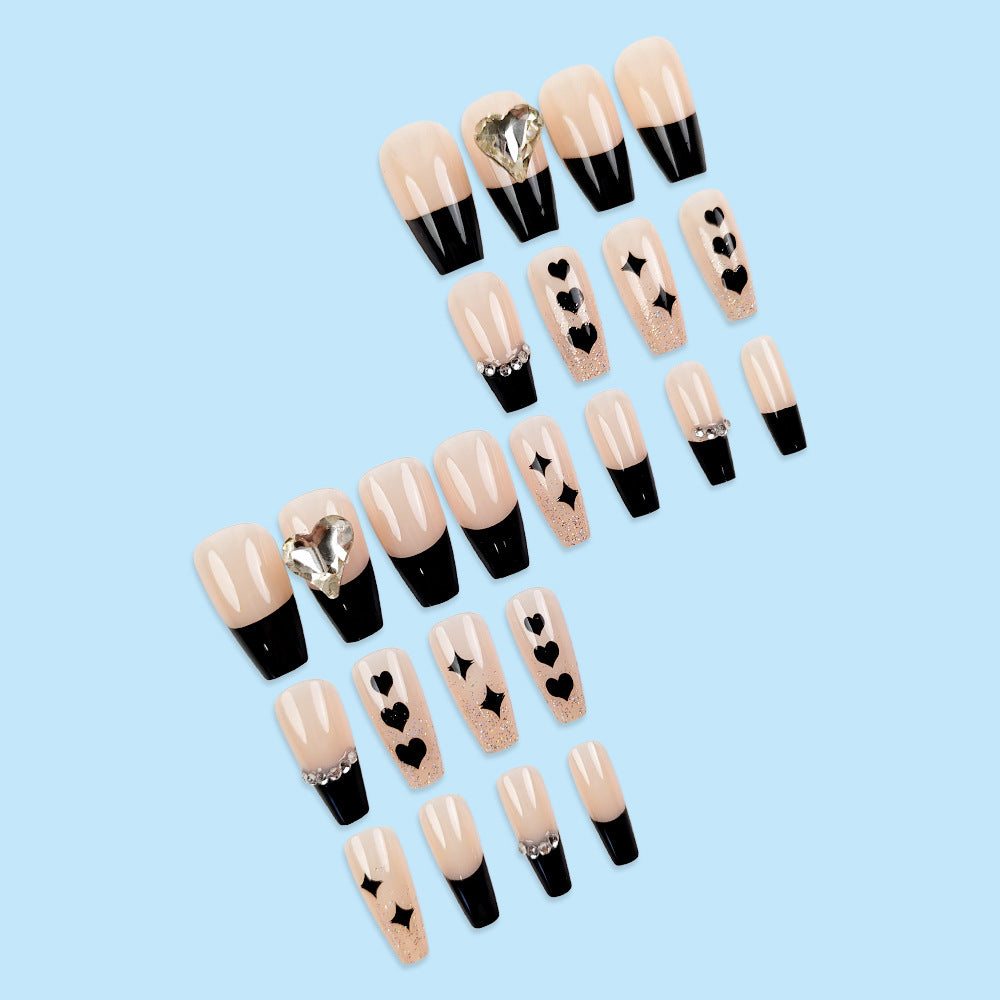 Diamond-Encrusted Wearable Nails With Glue Diy Art Design False Nails - 24Pcs