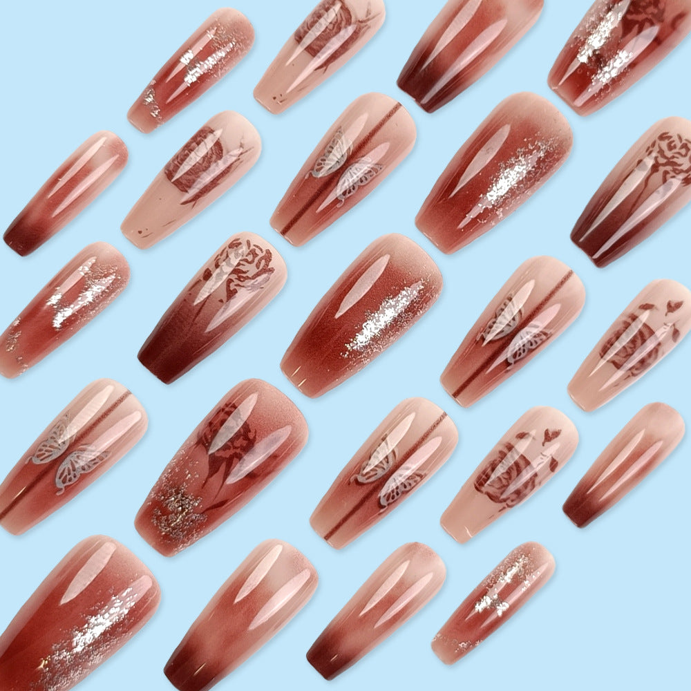 24Pcs Glitter Brown and Red Ballet Style With Glue - 24Pcs