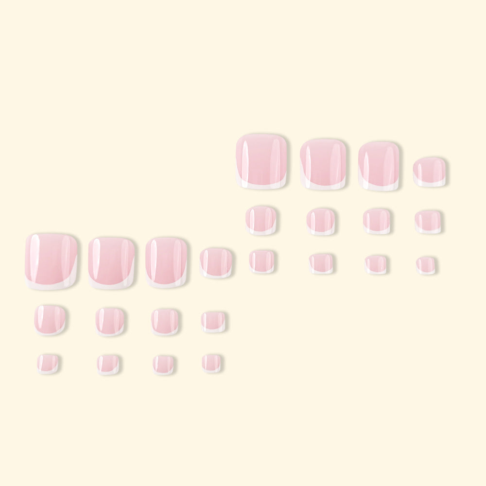 Hot Foot Nail Stickers Simple Wearable Nails Stylish Pattern Artificial Nails - 24Pcs