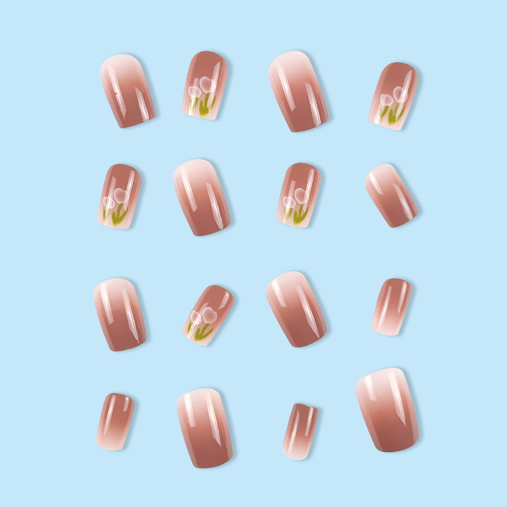 24Pcs Gentle and Sweet Wearable Nail With Glue Diy Art Design False Nails - 24Pcs