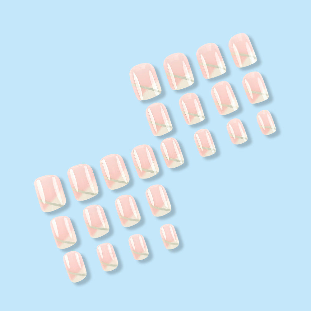 24PCS Gentle and Sweet Milky White French Nail With Glue - 24PCS