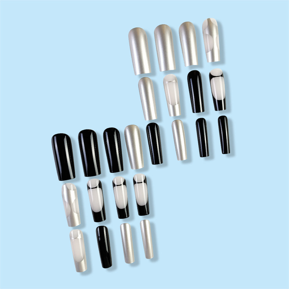 Dark High-End Nail With Glue Diy Art Design False Nails Wearable Nails - 24Pcs