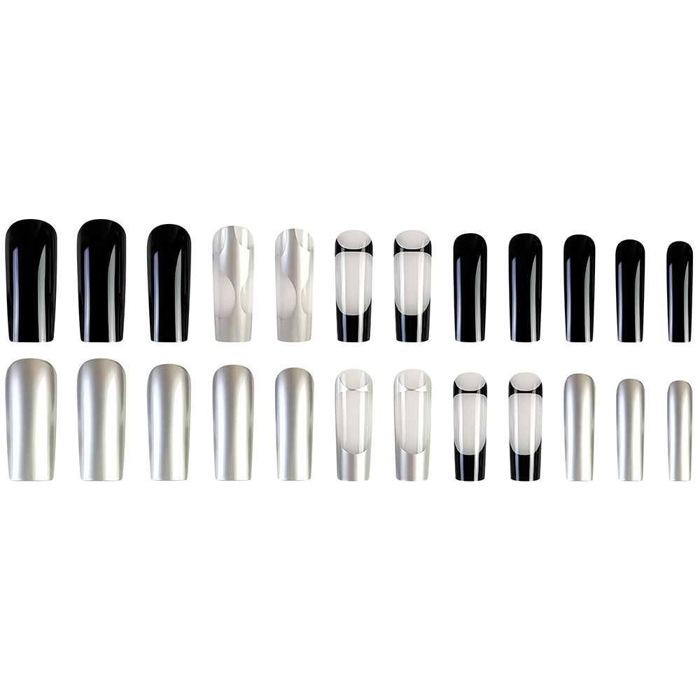 Dark High-End Nail With Glue Diy Art Design False Nails Wearable Nails - 24Pcs