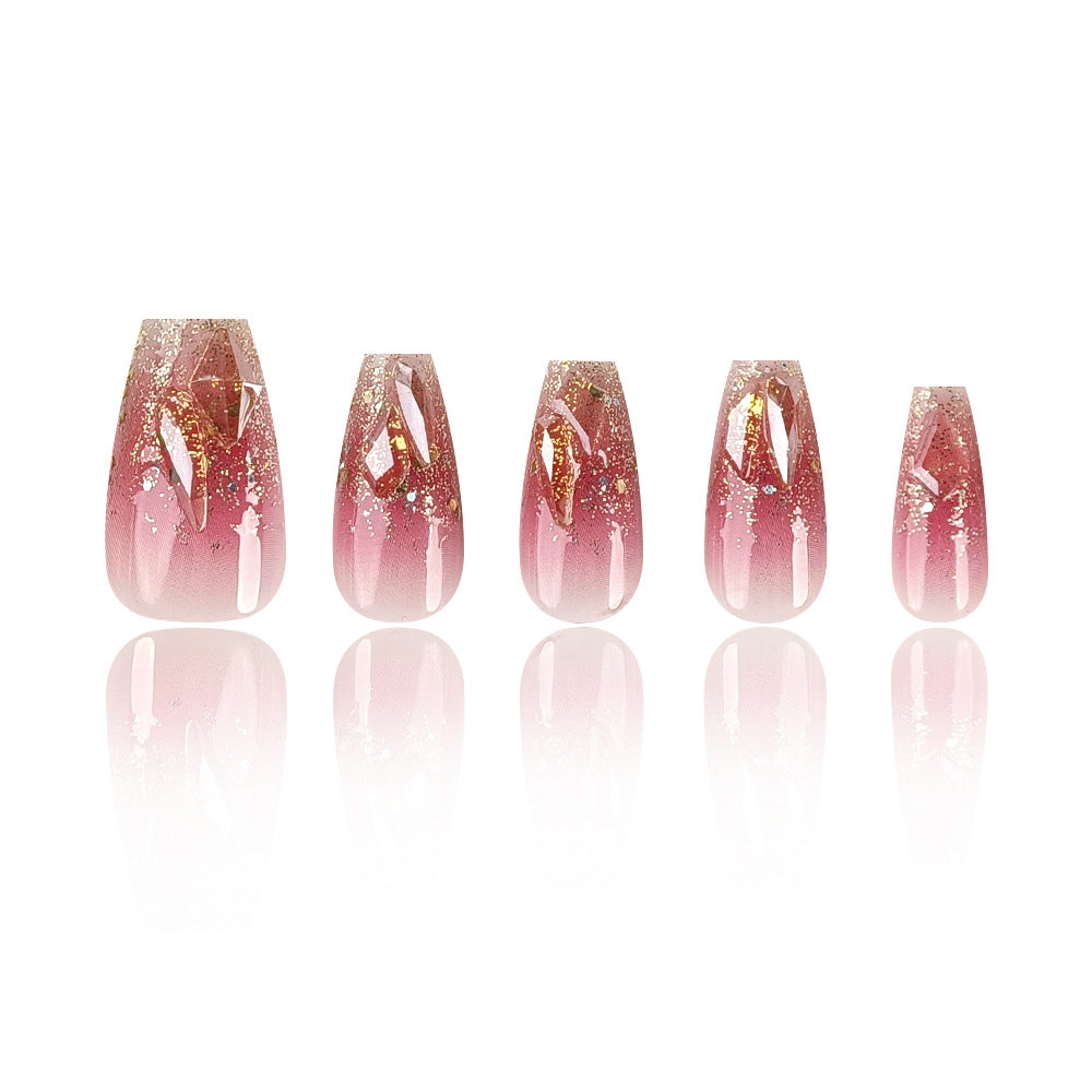 Broken Diamond Hot Girl Wear Nail Ice Transparent Blush With Glue  - 24pcs
