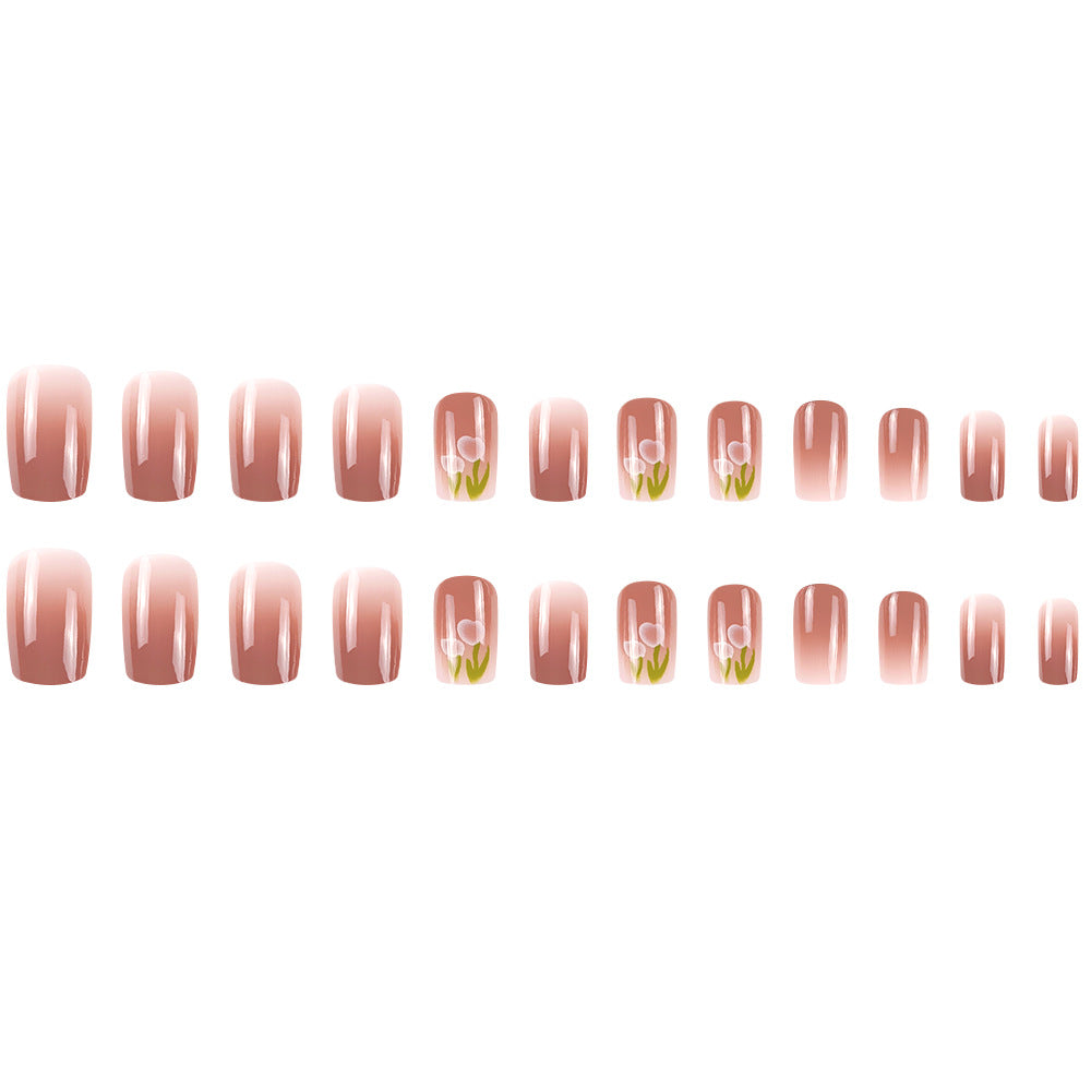 24Pcs Gentle and Sweet Wearable Nail With Glue Diy Art Design False Nails - 24Pcs
