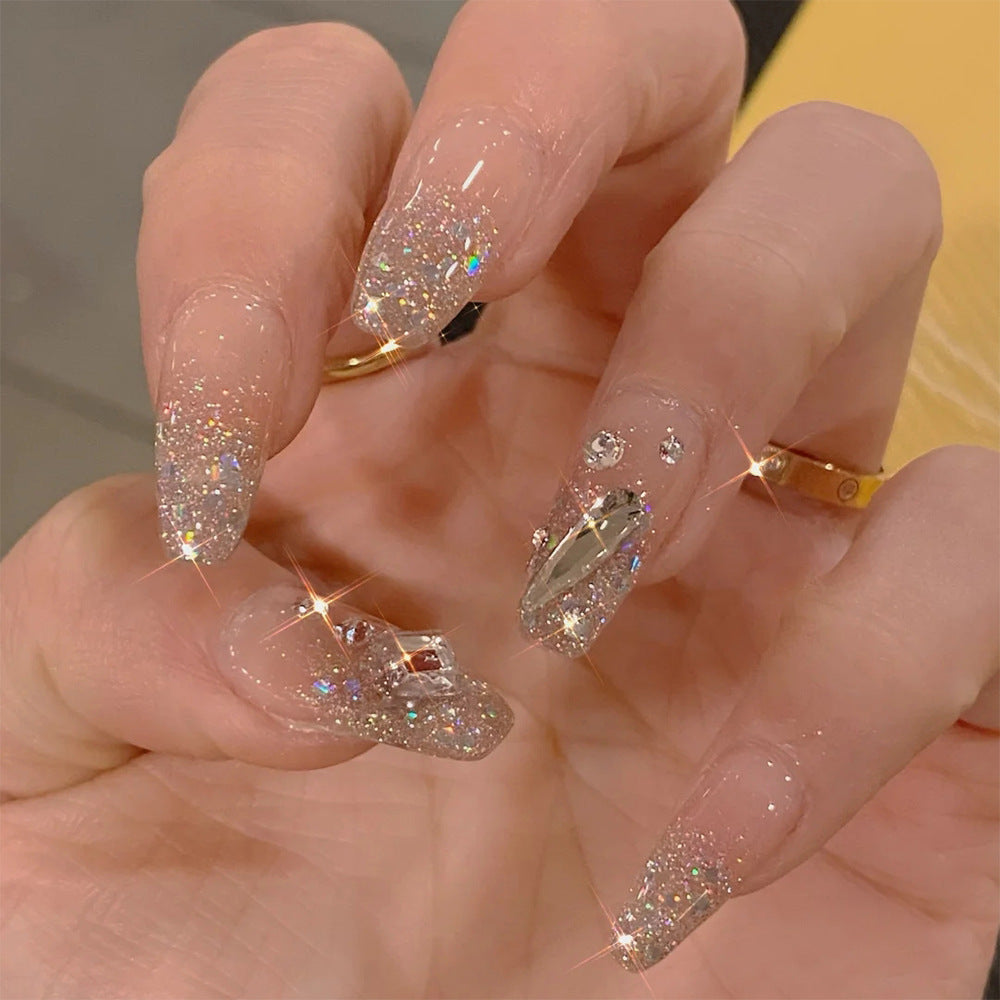 Sweet Cool Flash Powder Removable Nail With Glue Diy Art Design False Nails - 24Pcs